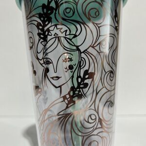 Starbucks 16oz Holiday 2018 Mint Gold Mermaid Siren  Tumbler Cold Cup